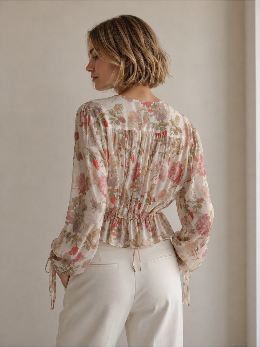 THE KOOPLES English Roses Floral Sheer Tie Front Silk Blouse NWT French Luxury - Picture 2 of 13